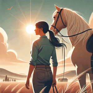 Frau Pferd Vertrauen Stopp Geimeinsamkeit