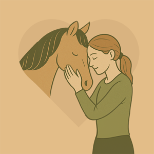 Vertrauen aufbauen Pferd und Reierin