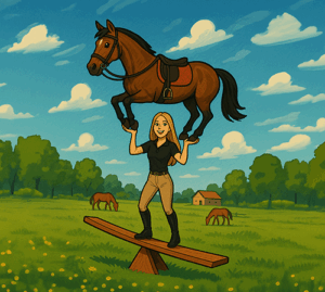 Abwechslung - Reiterin trägt Pferd